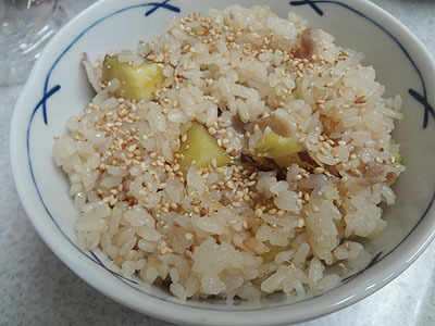 さつまいもと豚肉ご飯